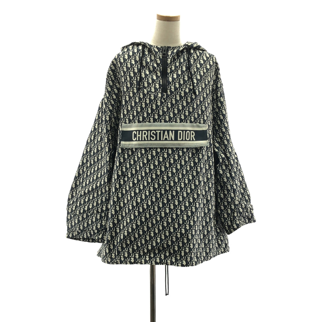【미품】 Christian Dior / 기독교 디올 | 오브리크 테크니컬 터프터 자카드 아노락 재킷 BEE 자수 유니섹스 후드 | S | 네이비 / 아이보리 | 여성