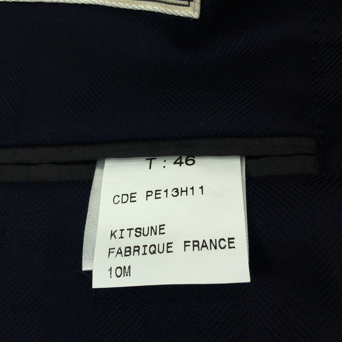 【美品】  MAISON KITSUNE / メゾンキツネ | Vitale Barberis Canonico / ヘリンボーン パイピング 2B テーラードジャケット | 46 | ネイビー/ブラック | メンズ