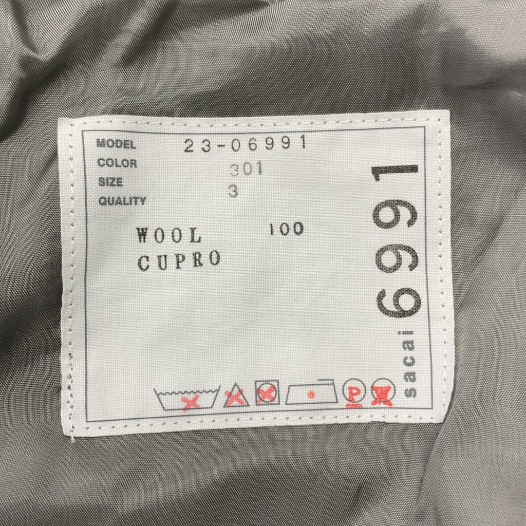 [狀況良好] sacai | 2023AW | 粉筆條紋裙 | 粉筆條紋羊毛裙 | 尺寸 3 | 灰色 | 女款