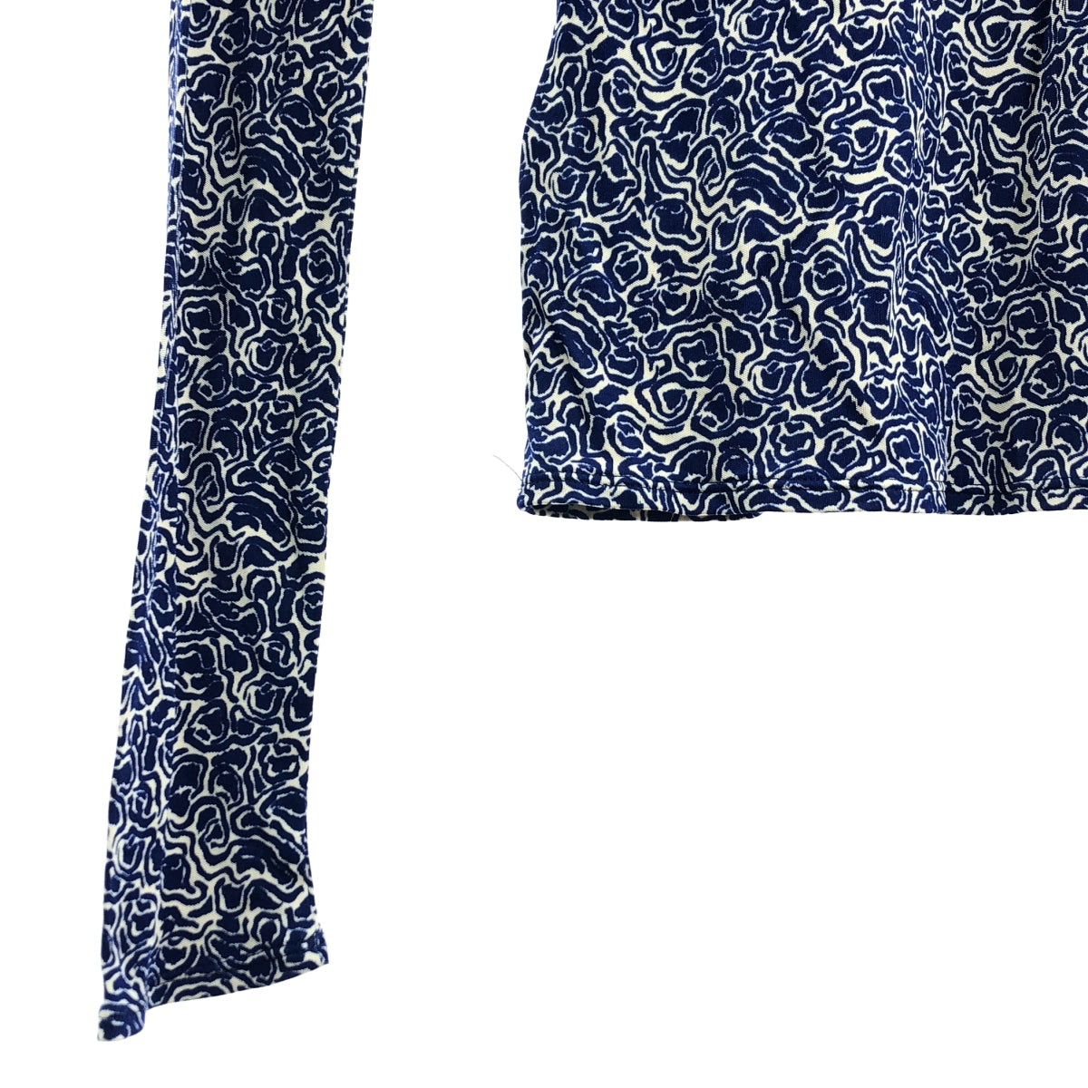 Rodebjer / ロデビエ | MARIAN SWIRL TOPS 総柄 ビスコース ハイネック カットソー | XS | ネイビー | レディース