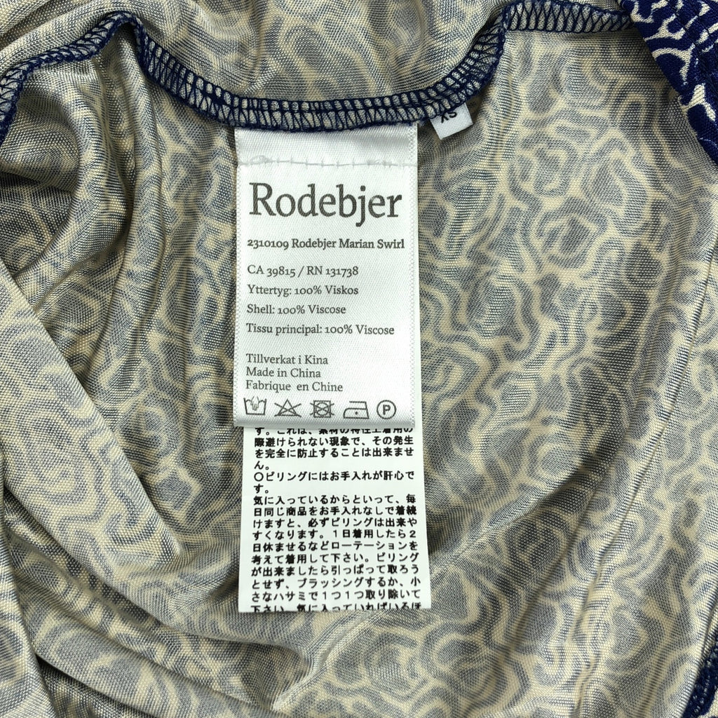 Rodebjer / ロデビエ | MARIAN SWIRL TOPS 総柄 ビスコース ハイネック カットソー | XS | ネイビー | レディース
