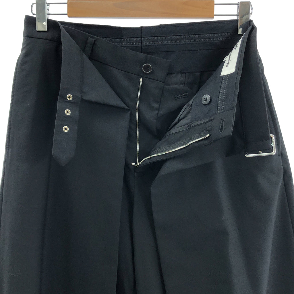 noir kei ninomiya / 느와르 케이니노미야 | 2022SS | 울 레이어드 벨트 와이드 팬츠 | S |