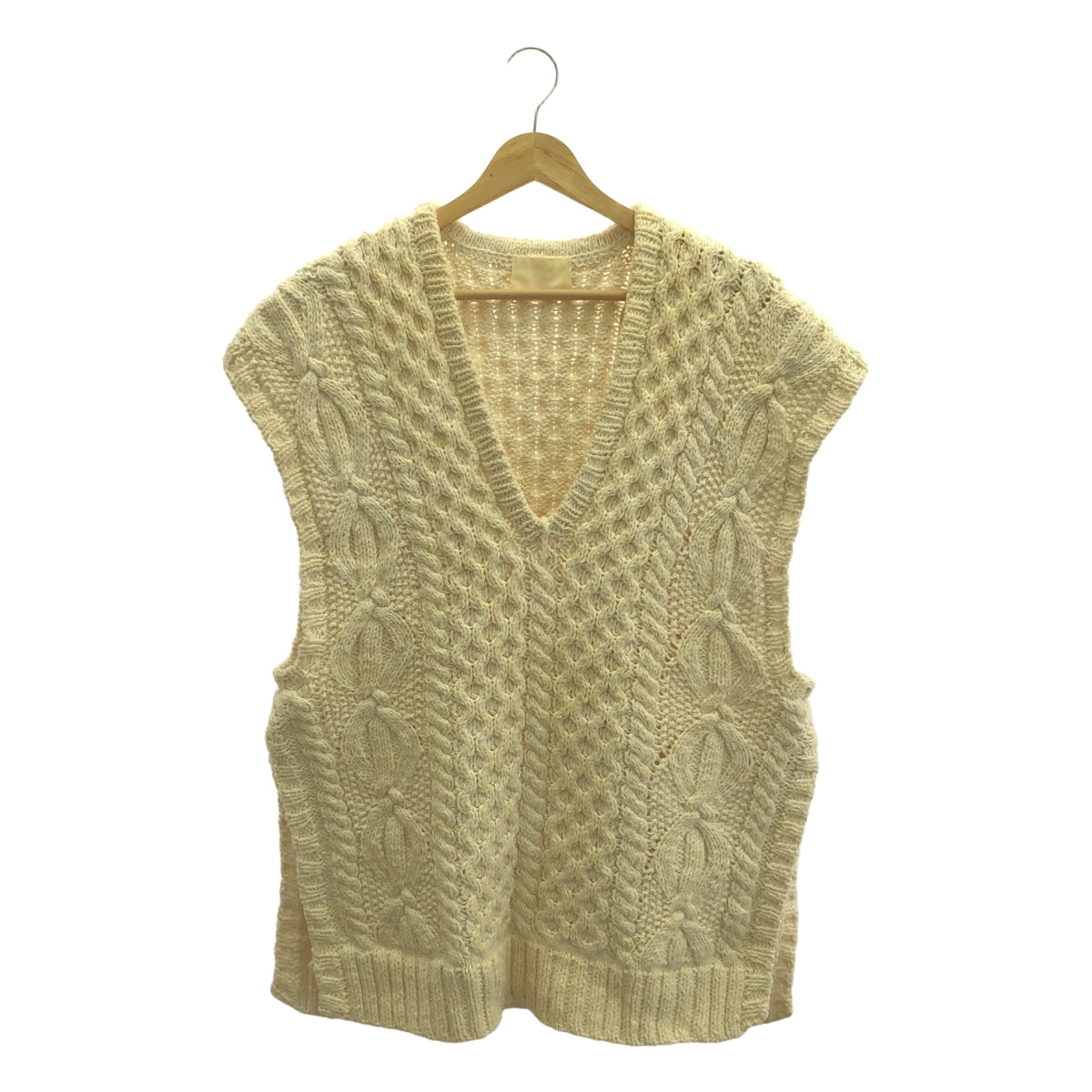 JUN MIKAMI / 준미카미 | 슬릿 오버 사이즈 니트 베스트 | 베이지 | 여성