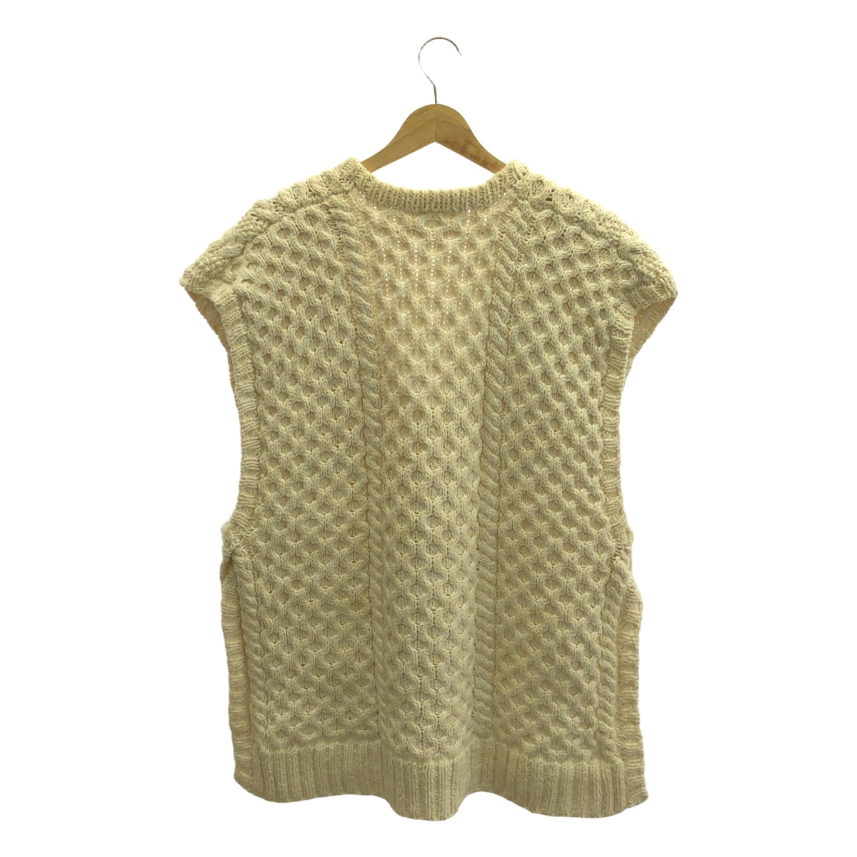 JUN MIKAMI / 준미카미 | 슬릿 오버 사이즈 니트 베스트 | 베이지 | 여성