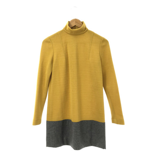 [Good Condition] FENDI | Wool mixed material bicolor high neck dress | Size 40 | Yellow/Gray | Women's