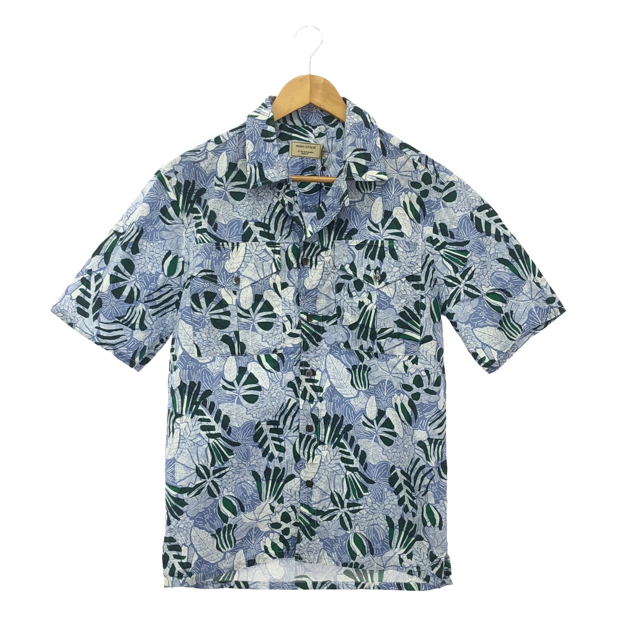 MAISON KITSUNE | Botanical leaf pattern open collar aloha shirt | 37 | Men's