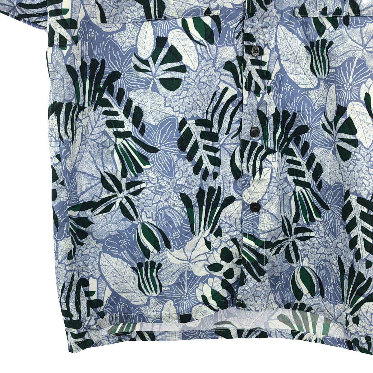 MAISON KITSUNE | Botanical leaf pattern open collar aloha shirt | 37 | Men's