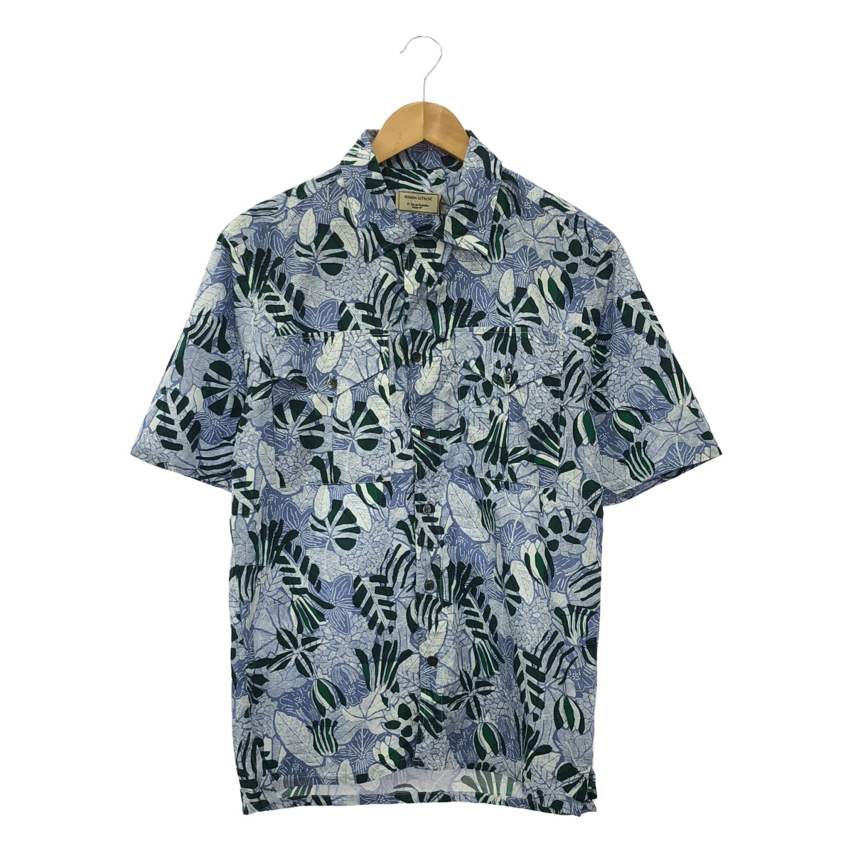 MAISON KITSUNE | Botanical leaf pattern open collar aloha shirt | 37 | Men's