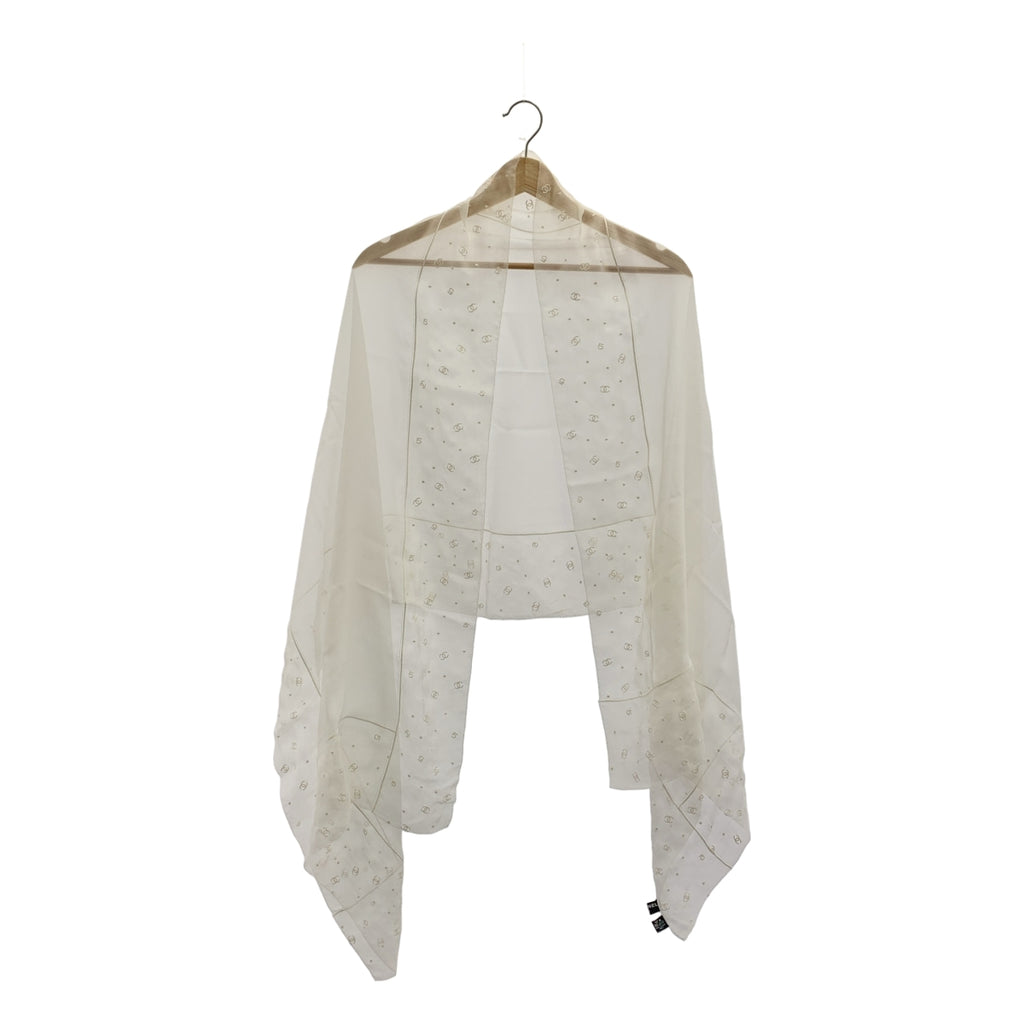 CHANEL / シャネル | シルク 刺しゅう ココマーク 大判ストール |