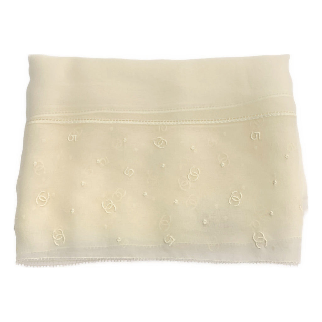 CHANEL / シャネル | シルク 刺しゅう ココマーク 大判ストール |