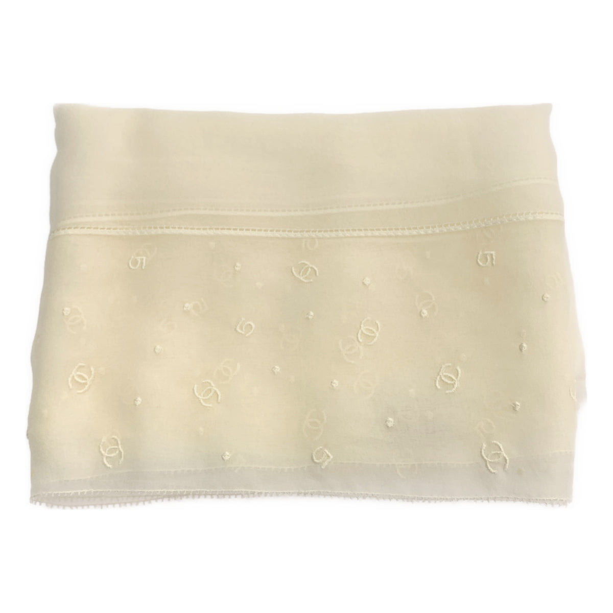 CHANEL / 샤넬 | 실크 자수 코코 마크 대형 스톨 |