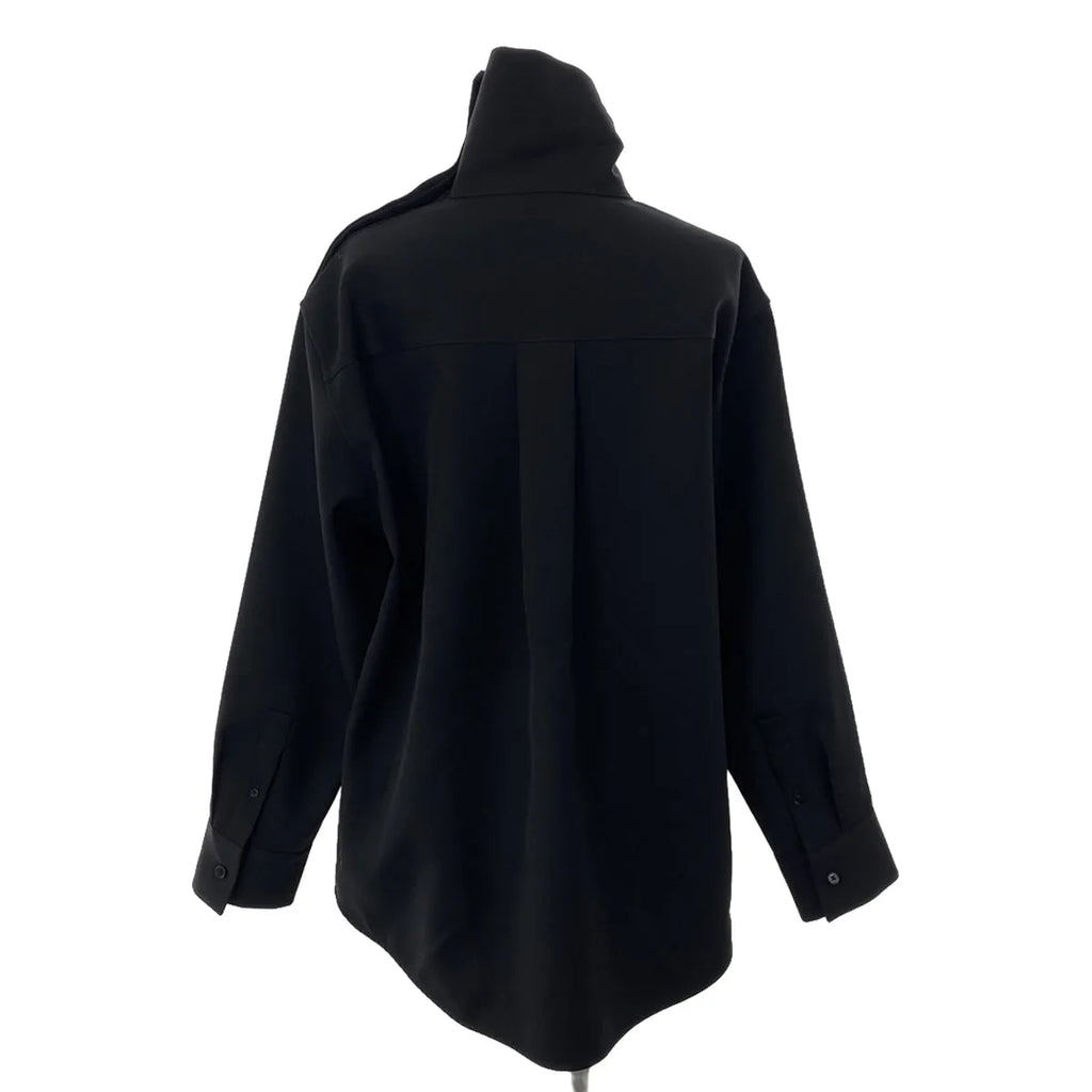 【美品】  JIL SANDER / ジルサンダー | 2024SS | SHIRT 55 ハイスランドカラーブラウス | 32 | ブラック | レディース