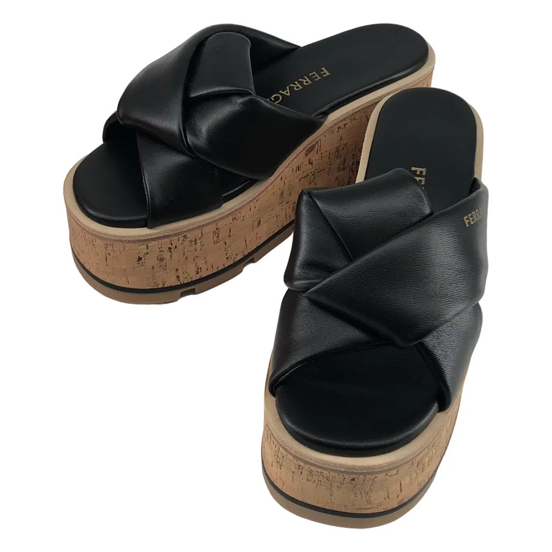 FERRAGAMO / フェラガモ | 2024SS | ENGRACIA / レザー ロゴ プラットフォーム サンダル | 4 | レディース