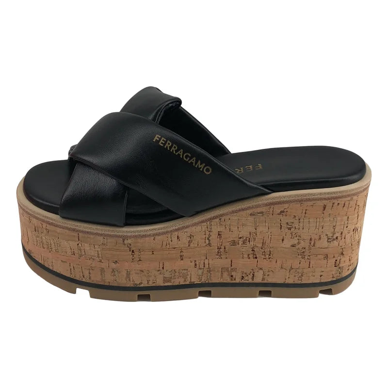 FERRAGAMO / フェラガモ | 2024SS | ENGRACIA / レザー ロゴ プラットフォーム サンダル | 4 | レディース