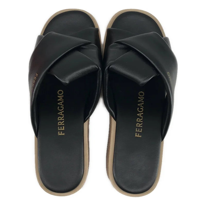 FERRAGAMO / フェラガモ | 2024SS | ENGRACIA / レザー ロゴ プラットフォーム サンダル | 4 | レディース