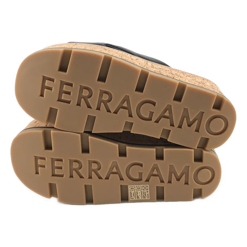 FERRAGAMO / フェラガモ | 2024SS | ENGRACIA / レザー ロゴ プラットフォーム サンダル | 4 | レディース