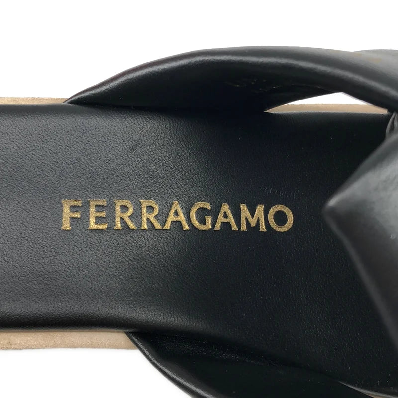 FERRAGAMO / フェラガモ | 2024SS | ENGRACIA / レザー ロゴ プラットフォーム サンダル | 4 | レディース