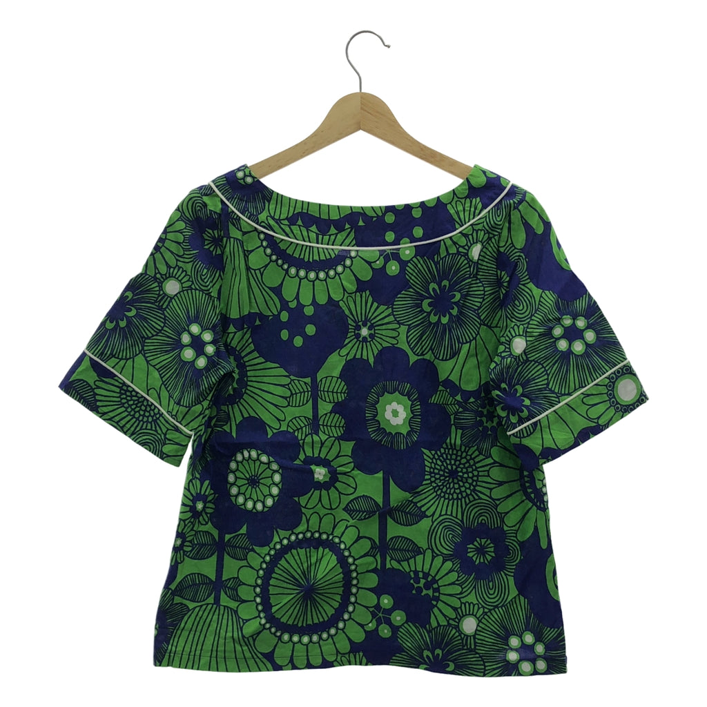marimekko / 마리메코 | OLKIKUKKA / 총 무늬 컷소우 블라우스 | 36 | 블루 / 그린 | 여성