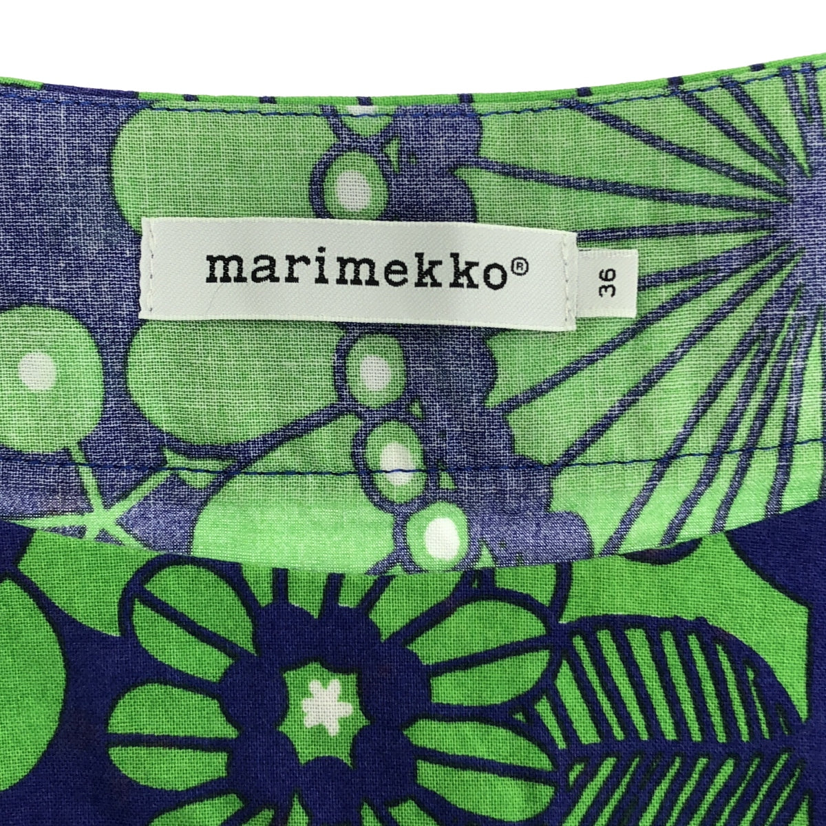 marimekko / 마리메코 | OLKIKUKKA / 총 무늬 컷소우 블라우스 | 36 | 블루 / 그린 | 여성