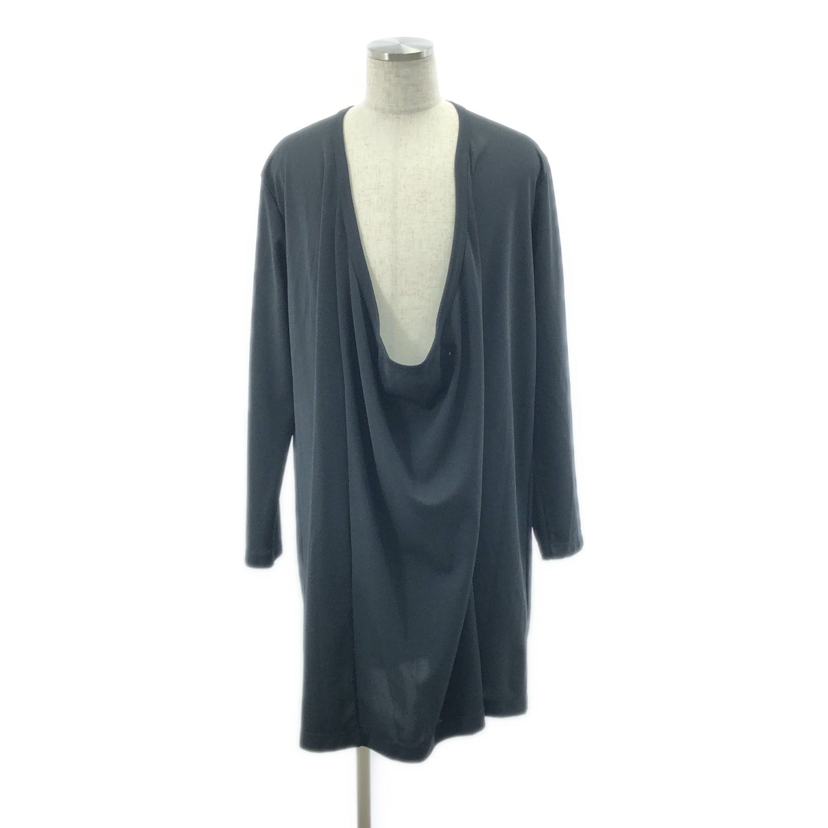 [如新] COMME des GARÇONS HOMME PLUS | 2022 秋冬系列 |遊牧風格 / 垂墜聚酯長上衣 | L 號 |黑色|男士