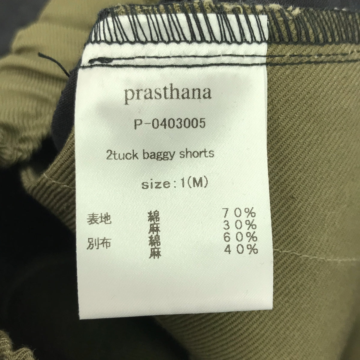 【신품】 prasthana / 프라스타나 | 2 tuck baggy shorts / 바지 | M | 블랙 | 남성