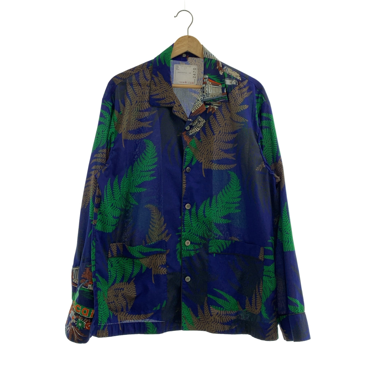 【美品】  sacai / サカイ | 2021SS | Archive Print Mix Shirt / アーカイブ プリント ミックス オープンカラー オーバーシャツ ジャケット | 2 | ネイビー系 | メンズ
