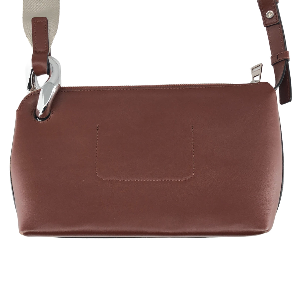 JW Anderson 棕色女士真皮單肩包，配有Logo肩帶，成色極佳。