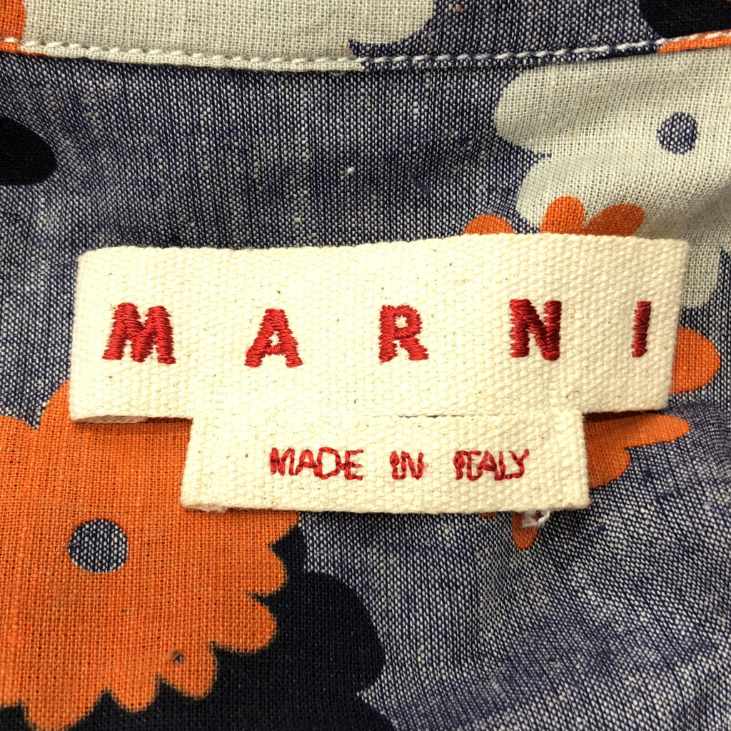 MARNI | 2022春夏系列 | 全身印花褶皺寬鬆繫帶洋裝 | 40碼 | 女裝