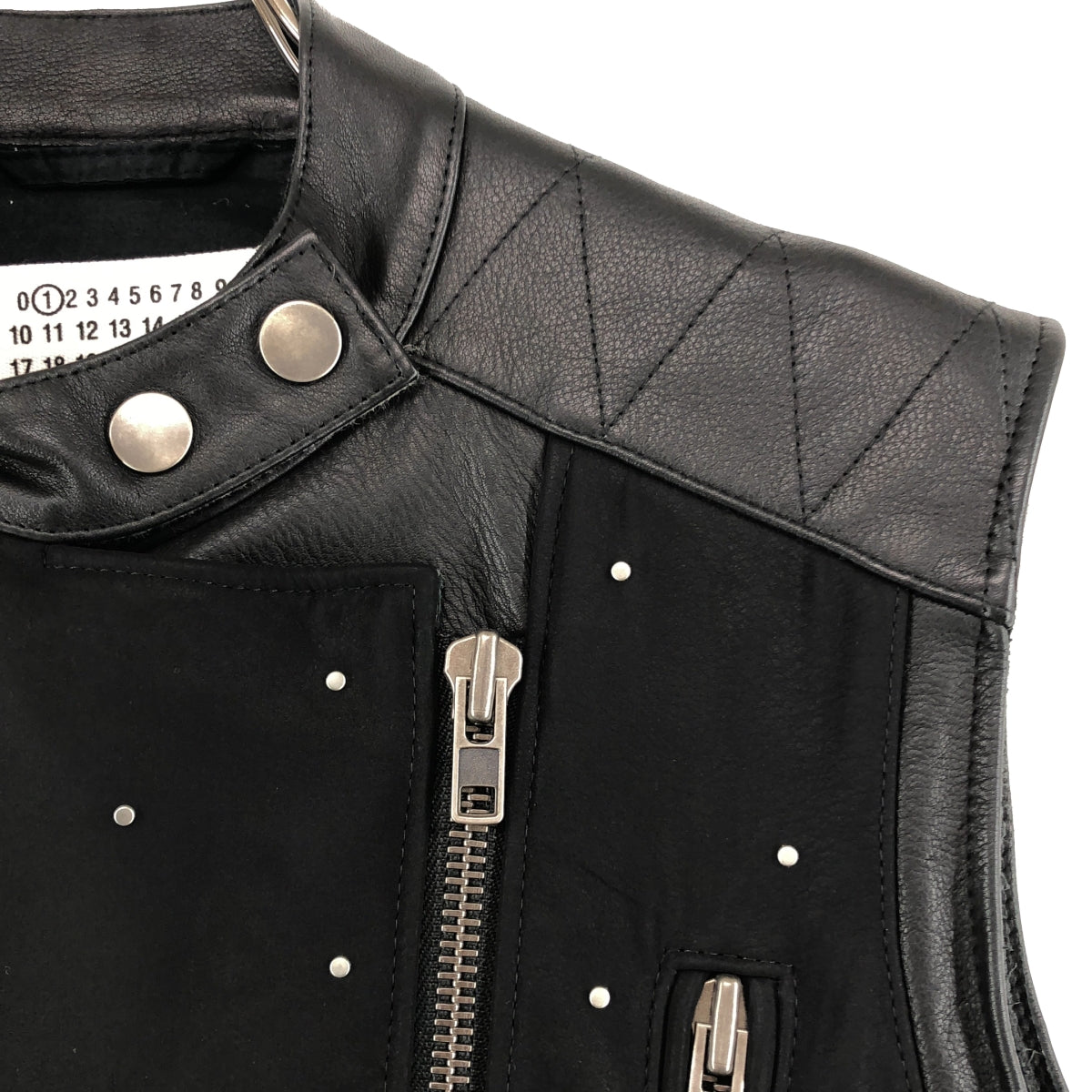 Maison Martin Margiela / メゾンマルタンマルジェラ | 2012SS | シフォンドッキング レイヤード レザーベスト | 38 | レディース