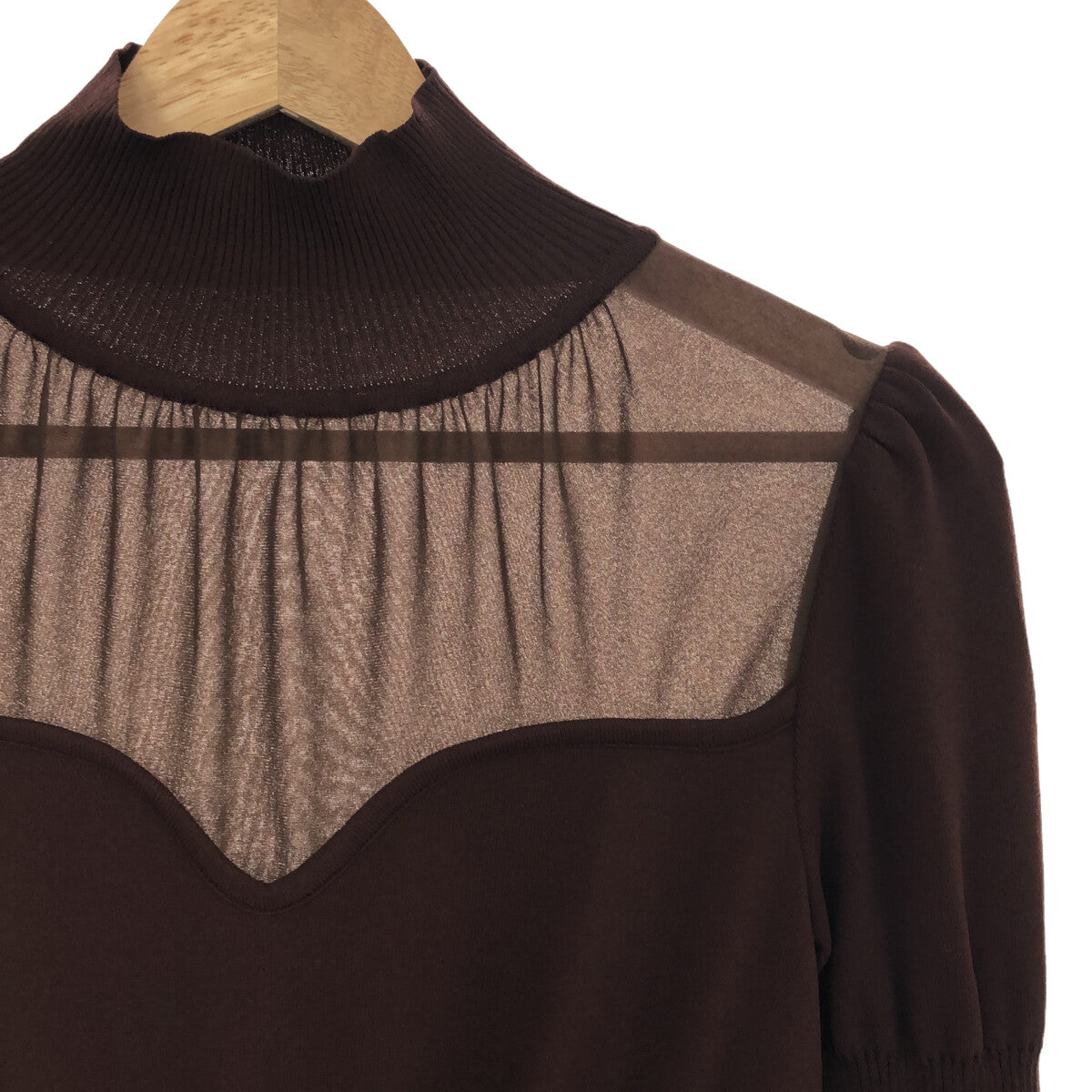 [Good Condition] FETICO | 2023AW | STRIPE KNIT PEPLUM SWEATER | 1 | Brown | Women's