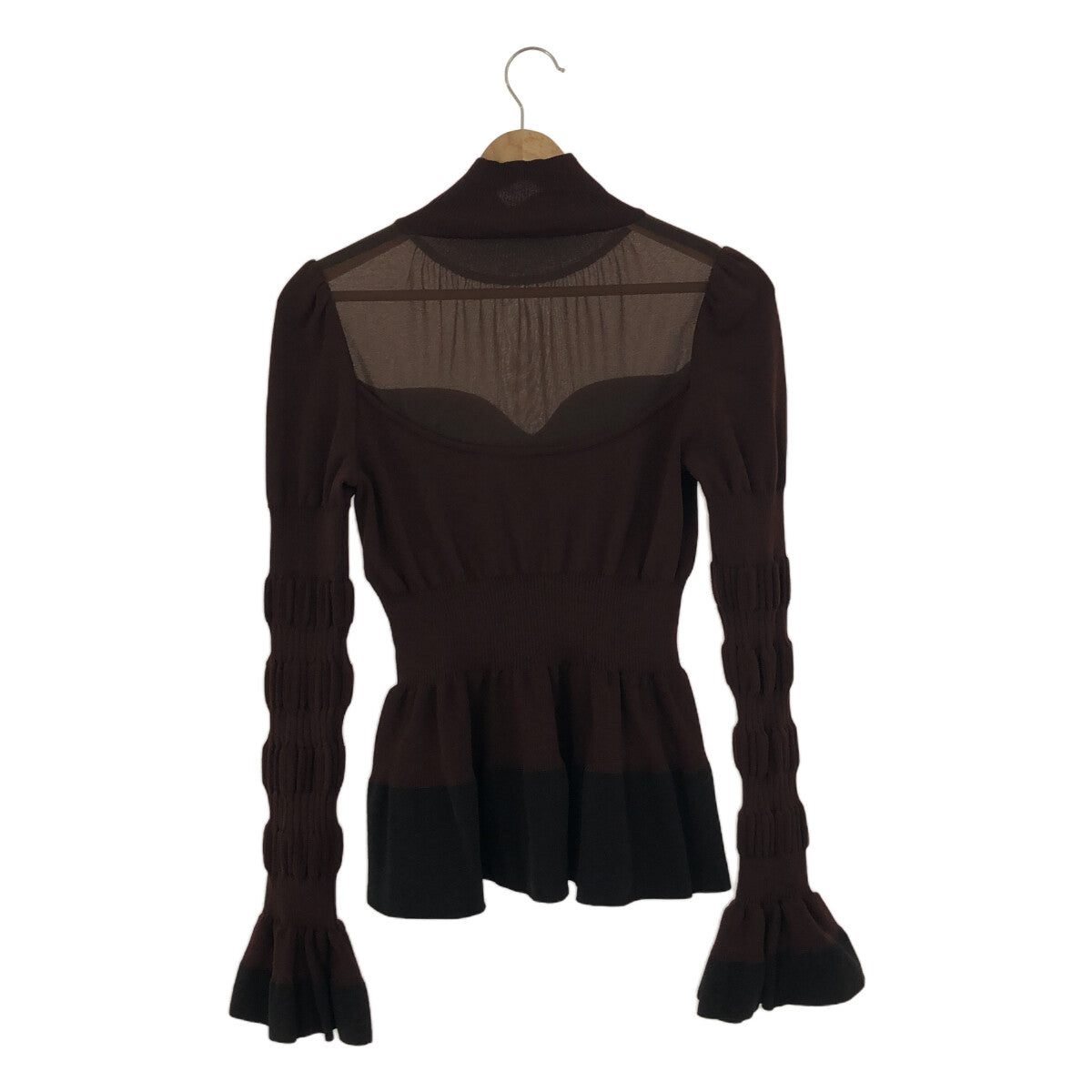 [狀況良好] FETICO | 2023秋冬 |條紋針織荷葉邊毛衣 | 1 |布朗 |女性的