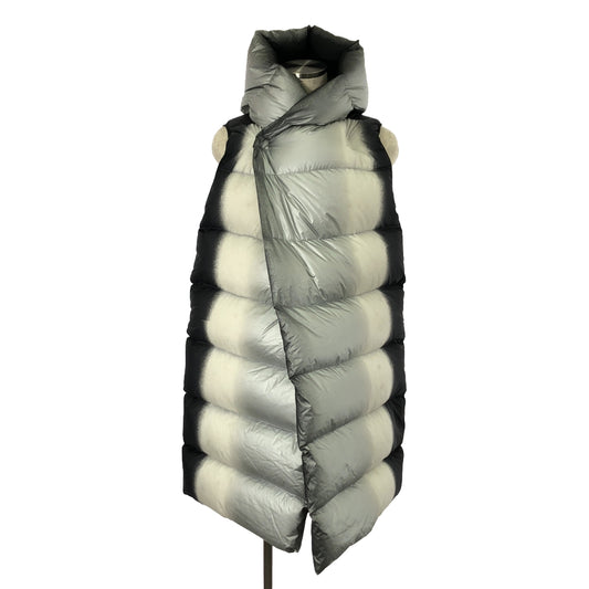 [Good Condition] Rick Owens | 2019FW | Quilted Puffer Long Vest Jacket Down Coat | Size 46 | Black/Silver/White | Men's