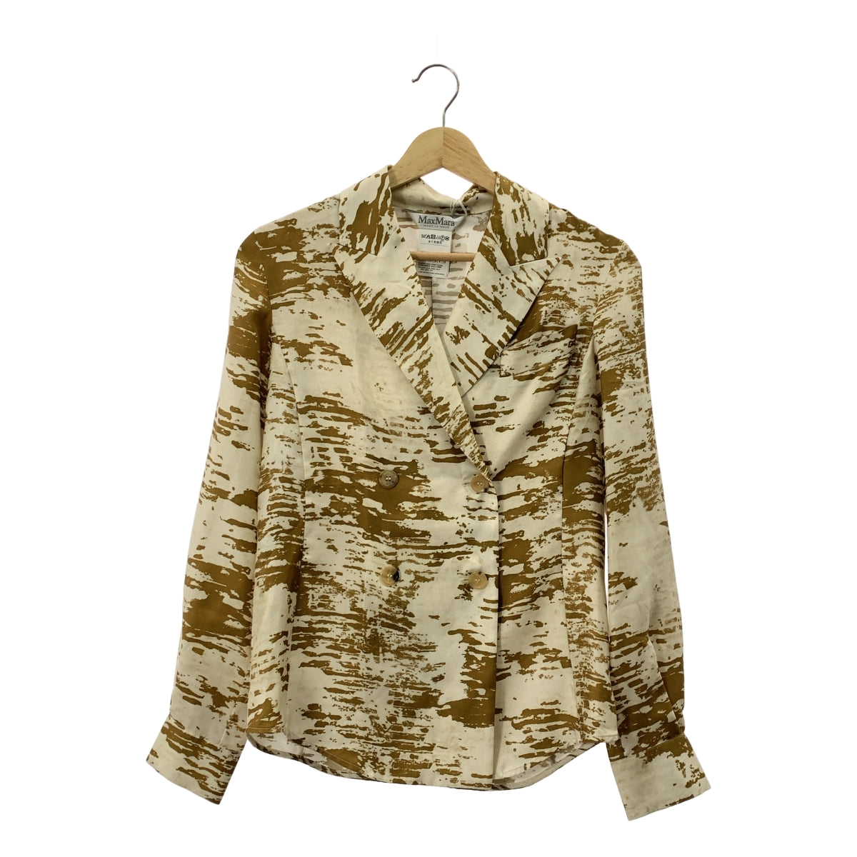 [狀況極佳] Max Mara Eris 印花襯衫外套 | 尺寸 36 | 卡其色/米色 | 女款