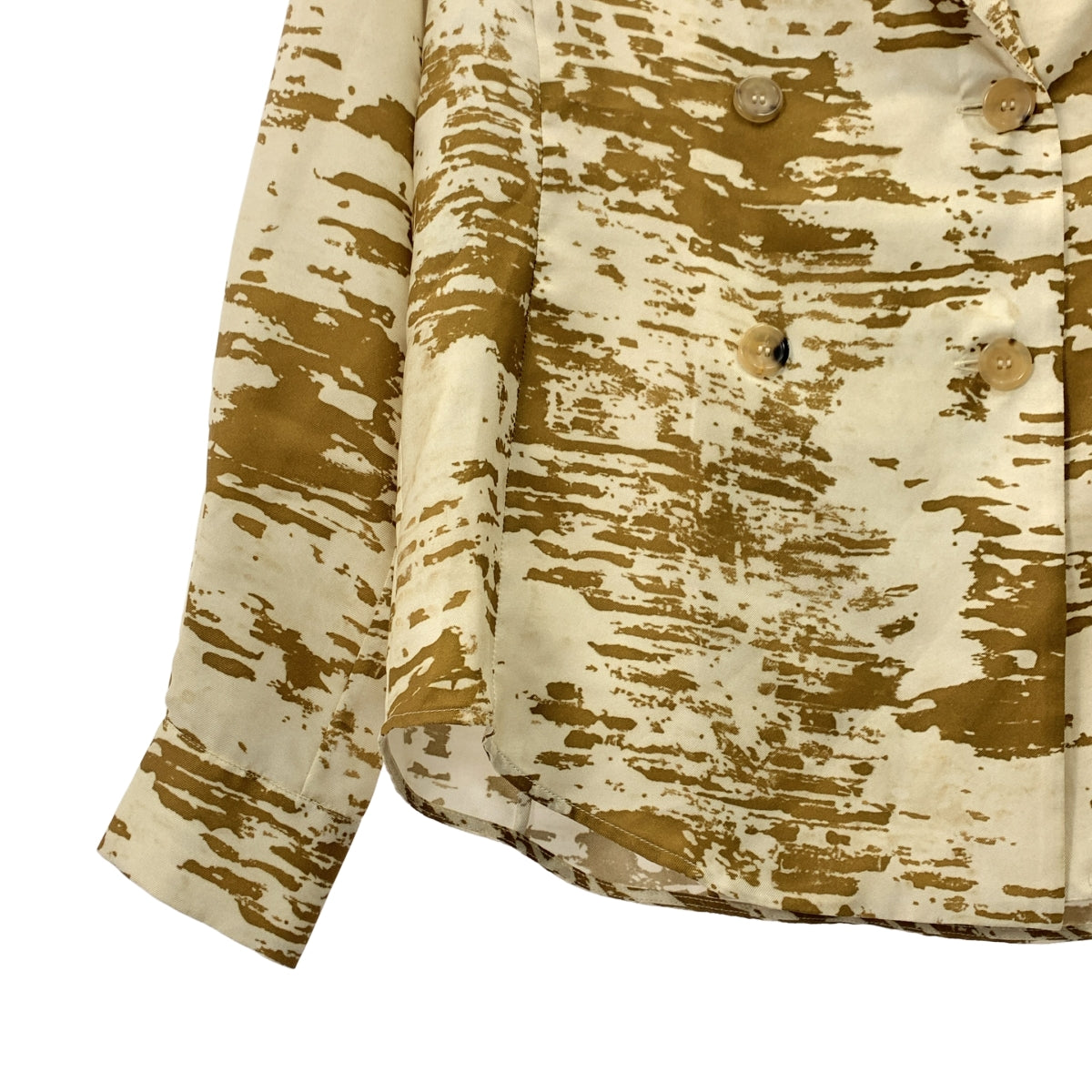 [狀況極佳] Max Mara Eris 印花襯衫外套 | 尺寸 36 | 卡其色/米色 | 女款