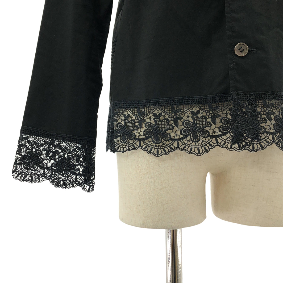 COMME des GARCONS | 編針織布料2003春夏 |棉質蕾絲襯衫上衣 | S |黑色|女性的