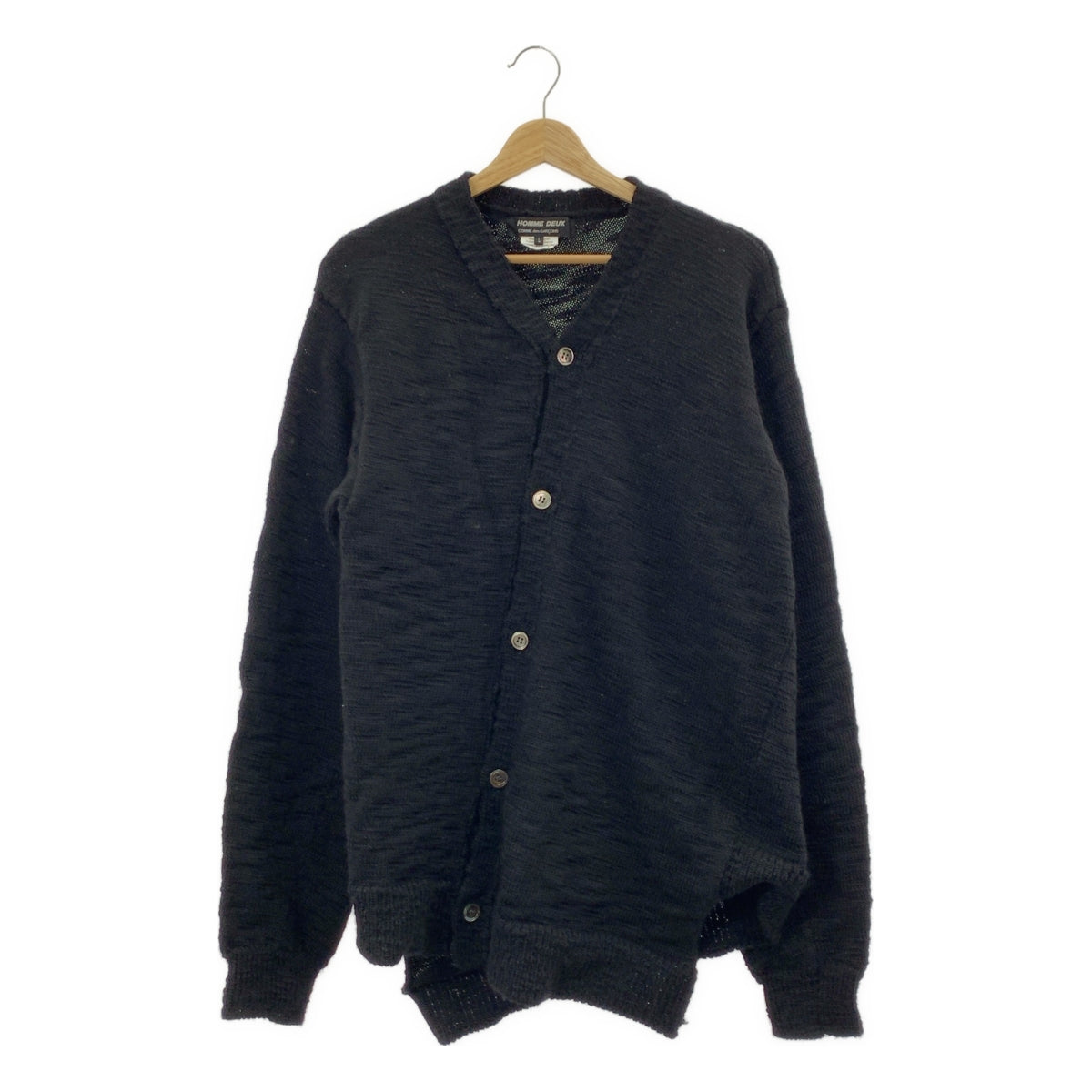 COMME des GARCONS HOMME DEUX / 콤데 갤슨 옴두 | 2023AW | 울 비틀림 비대칭 니트 가디건 | L |