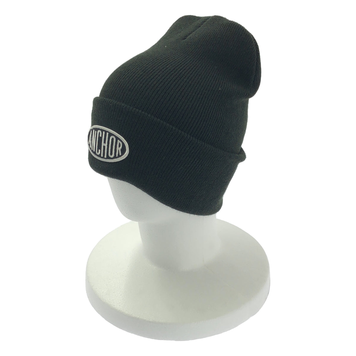 【美品】  MERCEDES ANCHOR INC. / メルセデスアンカーインク | OVAL LOGO WAPPEN WATCH CAP ロゴワッペン ニットキャップ | F | ブラック | メンズ