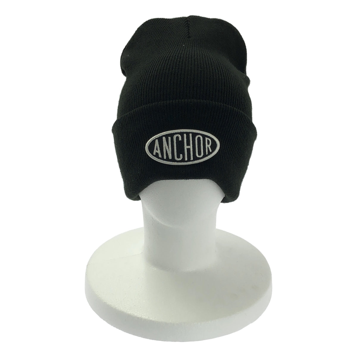 【美品】  MERCEDES ANCHOR INC. / メルセデスアンカーインク | OVAL LOGO WAPPEN WATCH CAP ロゴワッペン ニットキャップ | F | ブラック | メンズ