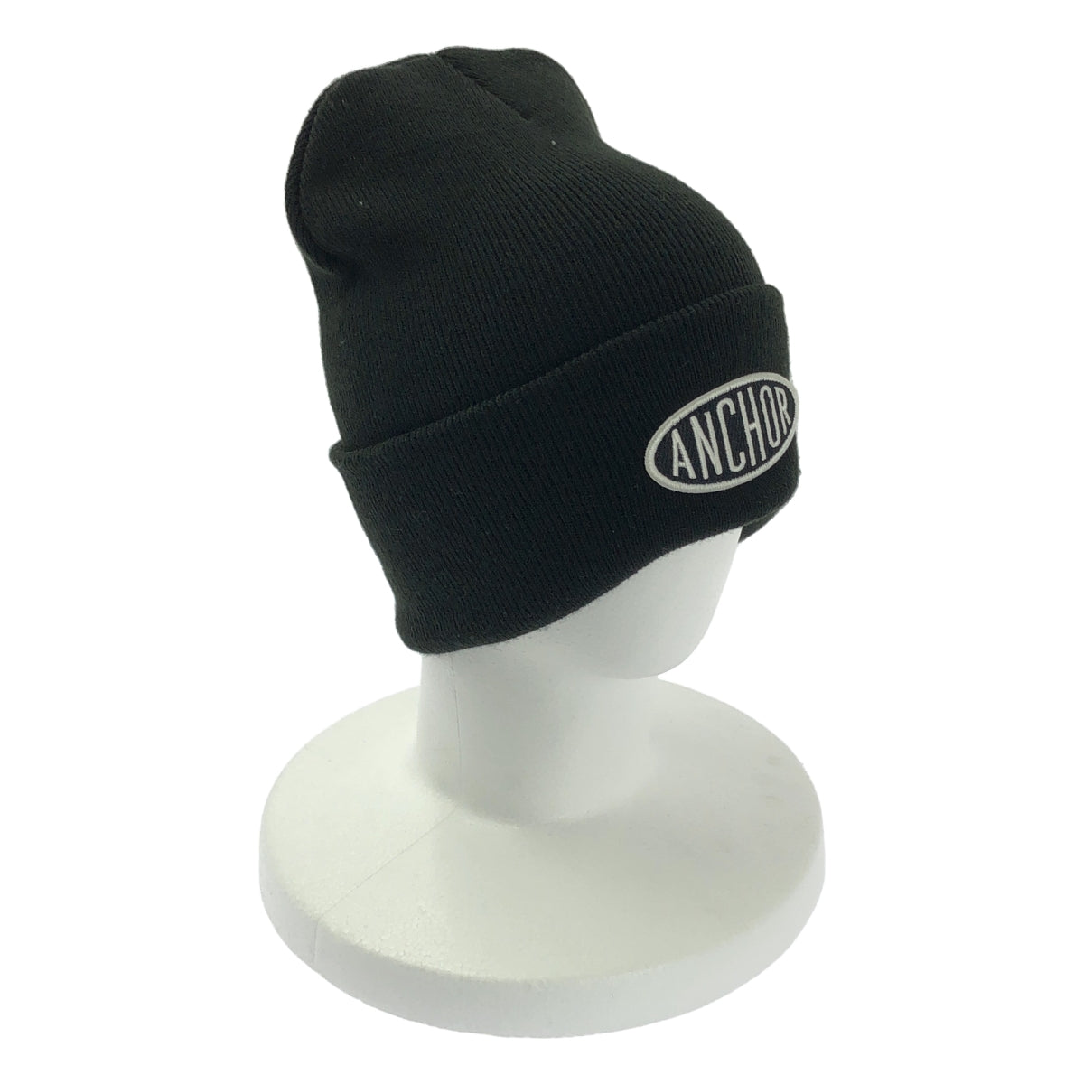 【美品】  MERCEDES ANCHOR INC. / メルセデスアンカーインク | OVAL LOGO WAPPEN WATCH CAP ロゴワッペン ニットキャップ | F | ブラック | メンズ