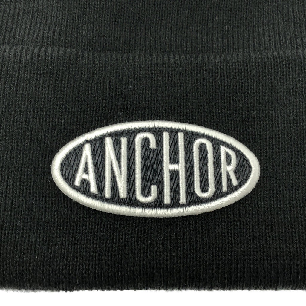【美品】  MERCEDES ANCHOR INC. / メルセデスアンカーインク | OVAL LOGO WAPPEN WATCH CAP ロゴワッペン ニットキャップ | F | ブラック | メンズ