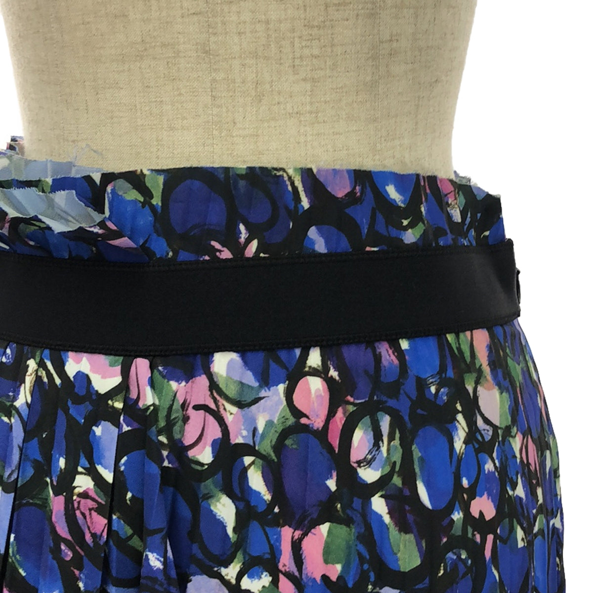 [Good Condition] BALENCIAGA | All-over print, back logo, asymmetrical side zip pleated skirt | 36 | Blue | Women's