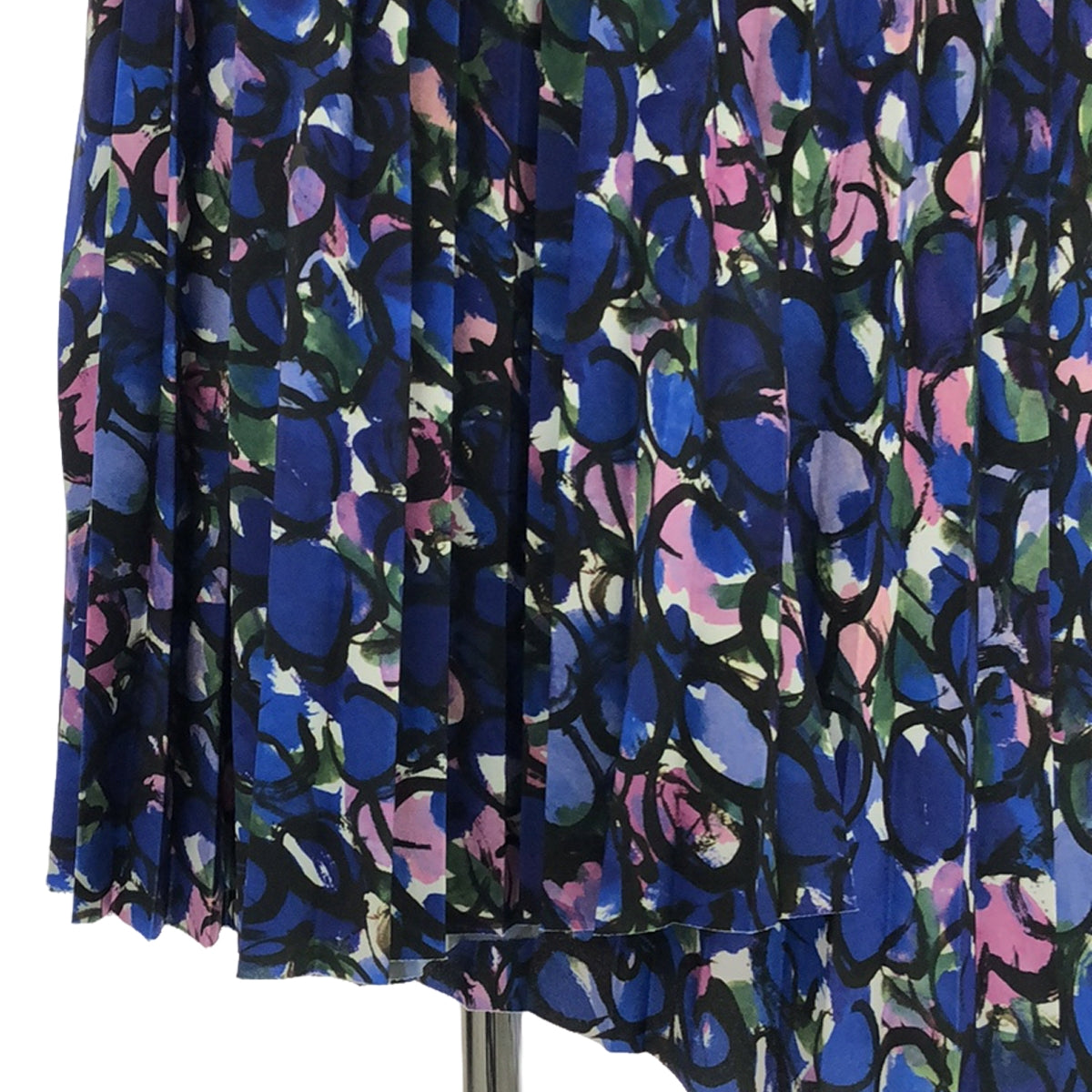 [Good Condition] BALENCIAGA | All-over print, back logo, asymmetrical side zip pleated skirt | 36 | Blue | Women's