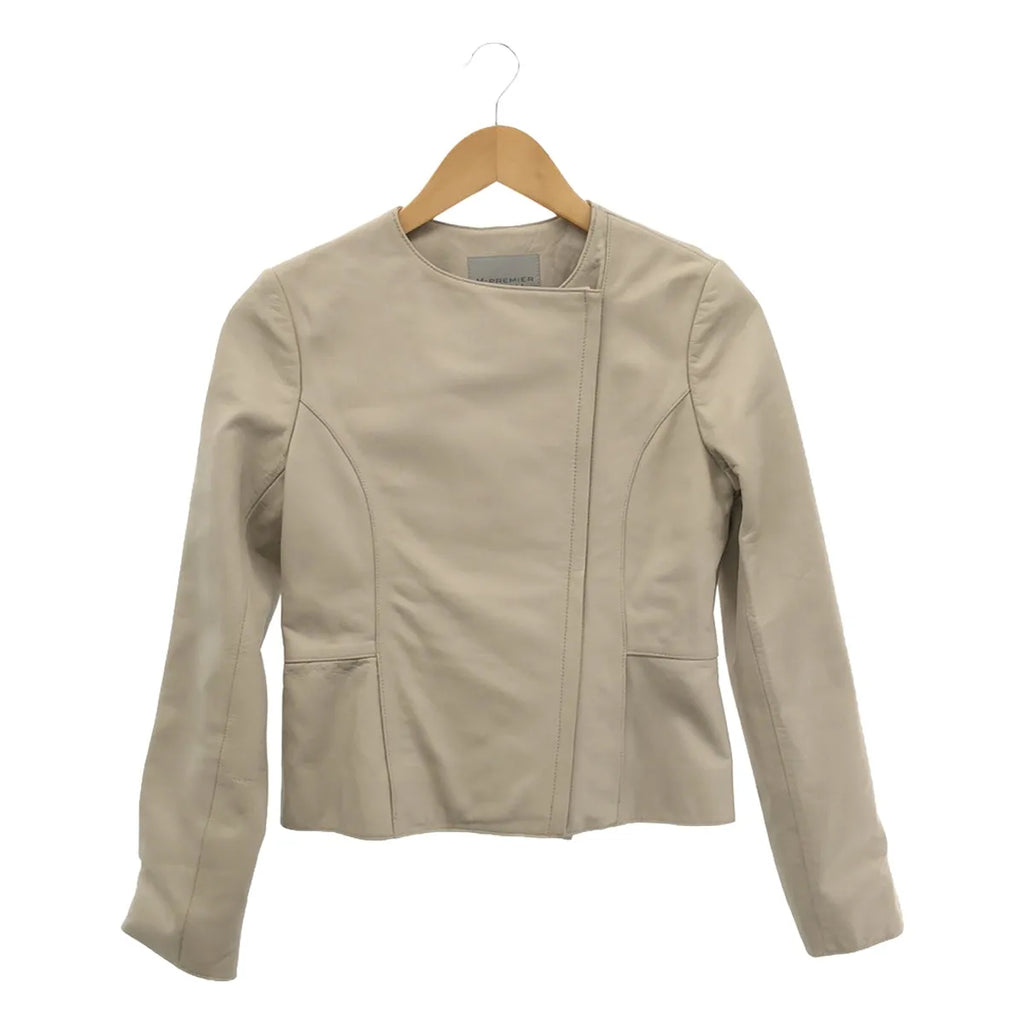 M-PREMIER / エムプルミエ | ラムレザー ライダースジャケット | 34 | ベージュ | レディース