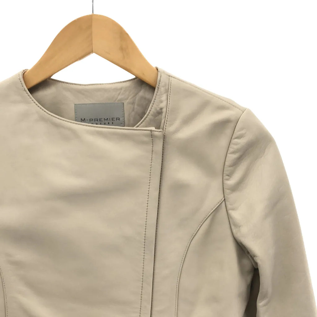 M-PREMIER / エムプルミエ | ラムレザー ライダースジャケット | 34 | ベージュ | レディース