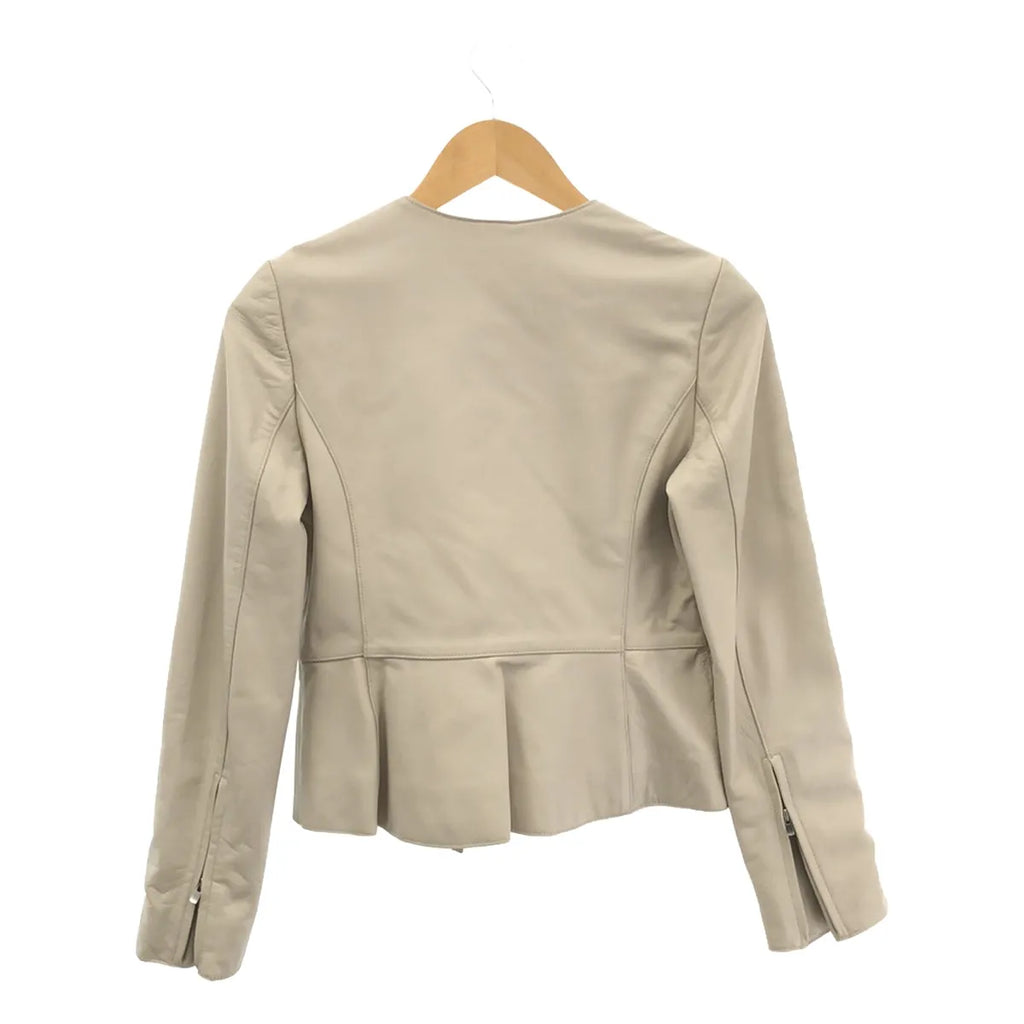 M-PREMIER / エムプルミエ | ラムレザー ライダースジャケット | 34 | ベージュ | レディース
