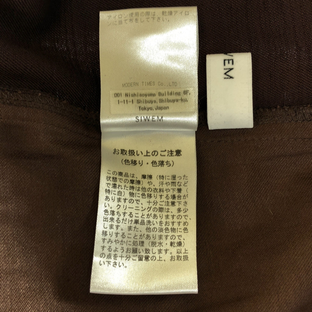 SIWEM / シウム | COROLLA DENIM PANTS / センタープレス スラックス パンツ | M | ブラウン | レディース
