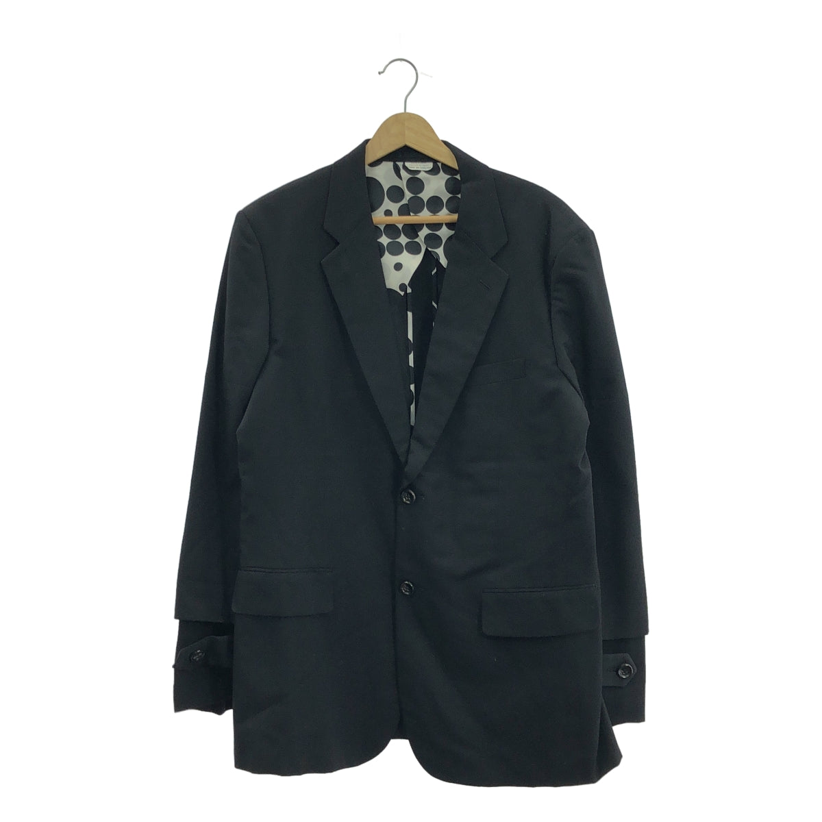 COMME des GARCONS HOMME PLUS / 콤데 갤슨 옴플루스 | 2009SS | 자가드 도킹 레이어드 슬리브 싱글 재킷 / 도트 무늬 안감 |