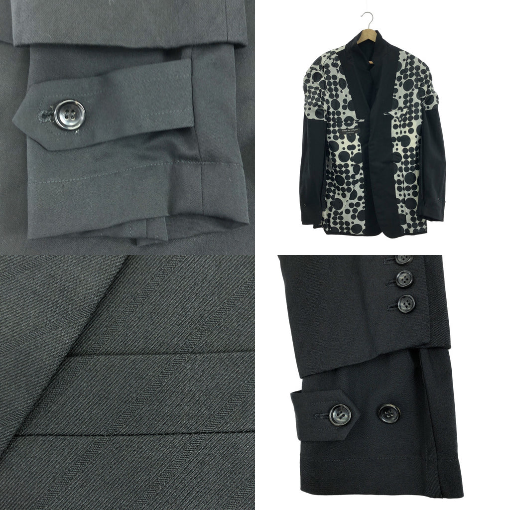 COMME des GARCONS HOMME PLUS / 콤데 갤슨 옴플루스 | 2009SS | 자가드 도킹 레이어드 슬리브 싱글 재킷 / 도트 무늬 안감 |