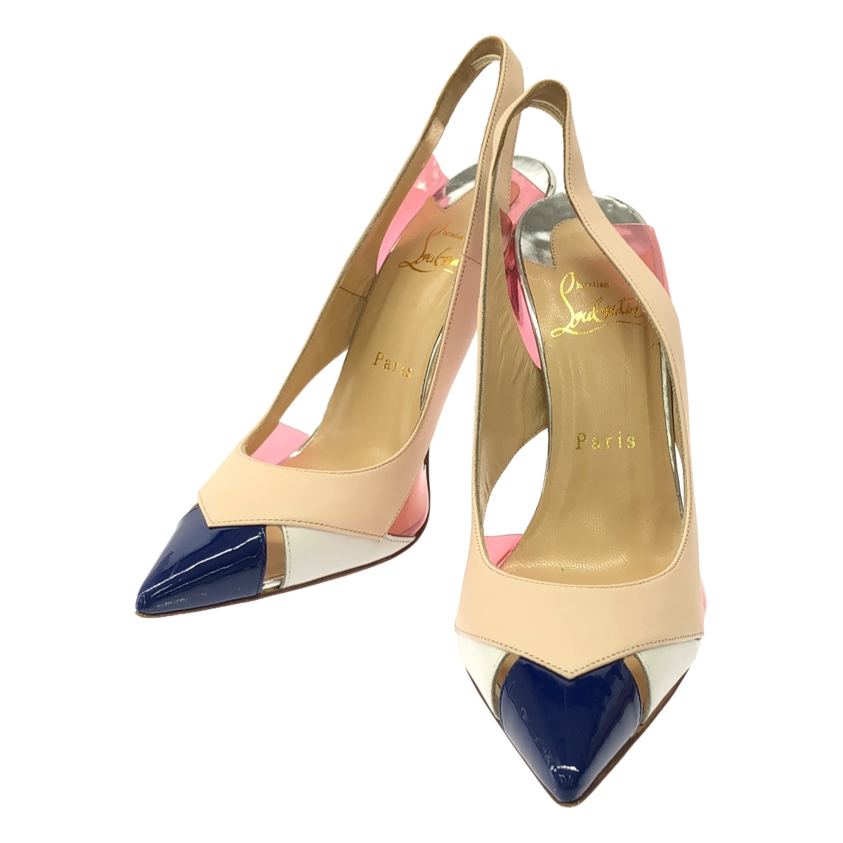 Christian Louboutin / クリスチャンルブタン | レザー ポインテッドトゥ ヒール パンプス | 37 1/2 | マルチカラー | レディース