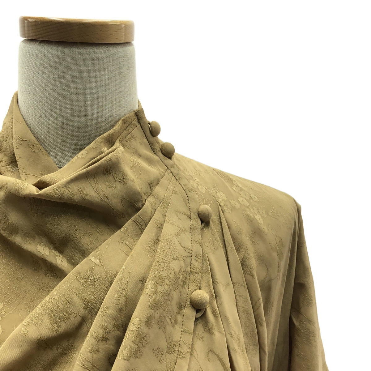 【신품】 Mame Kurogouchi / 마메쿠로고우치 | 2024AW | Floral Jacquard Draped Dress 원피스 | 2 | 베이지 | 여성